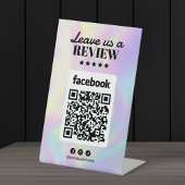 Holographic Hair Salon Facebook Rezensionen Qr Cod Sockelschild