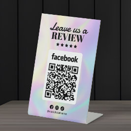 Holographic Hair Salon Facebook Rezensionen Qr Cod Sockelschild