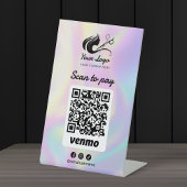 Holographic Hair Salon Logo Venmo Scan to Pay Sockelschild
