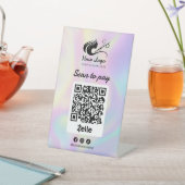 Holographic Hair Salon Logo Zelle Scan zu bezahlen Sockelschild (In SItu)