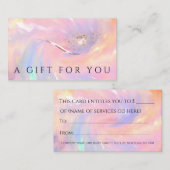 Holographic Heart Gift Certificate Beauty Studio Terminkarte (Vorne/Hinten)