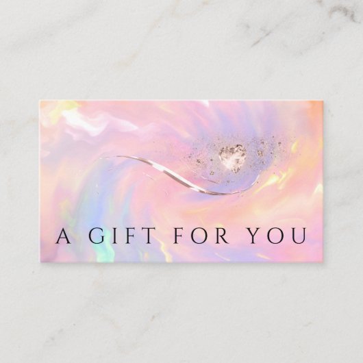 Holographic Heart Gift Certificate Beauty Studio Terminkarte (Vorderseite)