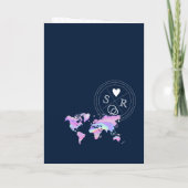 Holographic Hochzeit in Urlaubsort Passport Weltka Einladung (Rückseite)