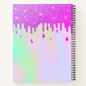 Holographic Hot Pink Glitzer Tropfens Sketchbook Notizblock (Rückseite)
