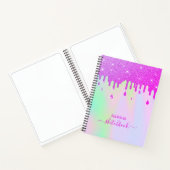 Holographic Hot Pink Glitzer Tropfens Sketchbook Notizblock (Innenseite)