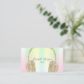 Holographic Iridescent Gold Glitzer Headphone DJ Visitenkarte (Stehend Vorderseite)