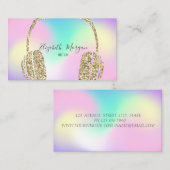 Holographic Iridescent Ombre Glitzer Headphone DJ Visitenkarte (Vorne/Hinten)