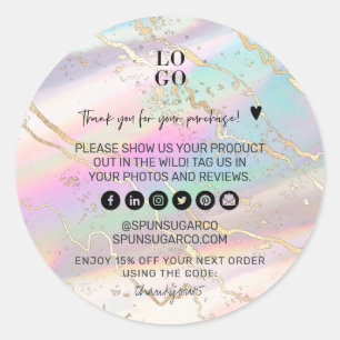 Holographic Iridescent Opal Gem Business Vielen Da Runder Aufkleber