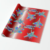 Holographic Jet Flugzeug Geburtstag Geschenkpapier (Ungerollt)