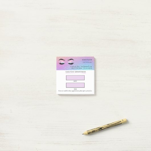 Holographic Lash appointment Post-it Klebezettel (Auf Schreibtisch)