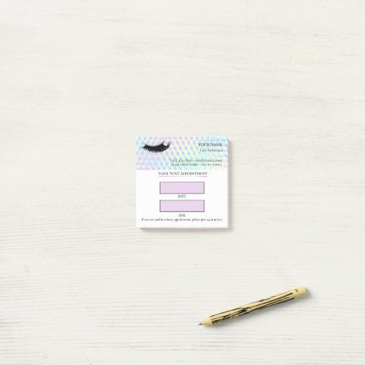 Holographic Lash appointment Post-it Klebezettel (Auf Schreibtisch)