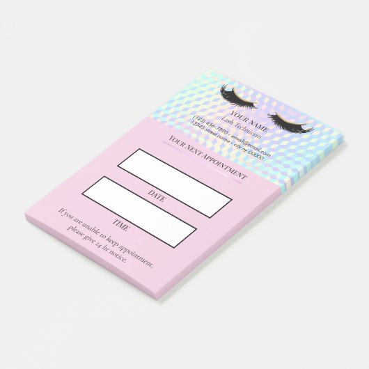 Holographic Lash appointment Post-it Klebezettel (angewinkelt)