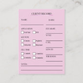 Holographic Lash Client Record Form Visitenkarte (Rückseite)