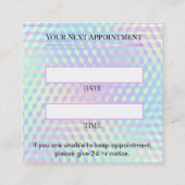 Holographic Lash Technician Appointment Card Terminkarte (Rückseite)