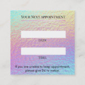 Holographic Lash Technician Appointment Card Terminkarte (Rückseite)