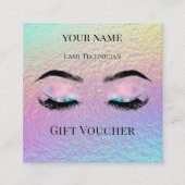 Holographic Lash Technician Gift Certificate Card Treuekarte (Vorderseite)