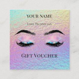 Holographic Lash Technician Gift Certificate Card Treuekarte