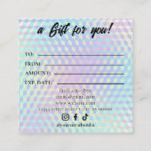 Holographic Lash Technician Gift Certificate Card Treuekarte (Rückseite)