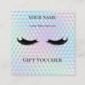 Holographic Lash Technician Gift Certificate Card Treuekarte (Vorderseite)