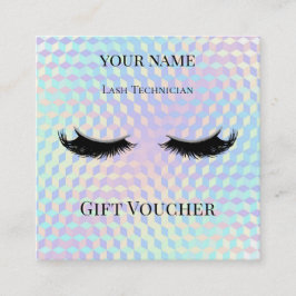 Holographic Lash Technician Gift Certificate Card Treuekarte