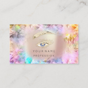 Holographic Lashes Brows Makeup Logo Rose QRCode Visitenkarte