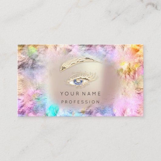 Holographic Lashes Brows Makeup Logo Rose QRCode Visitenkarte (Vorderseite)