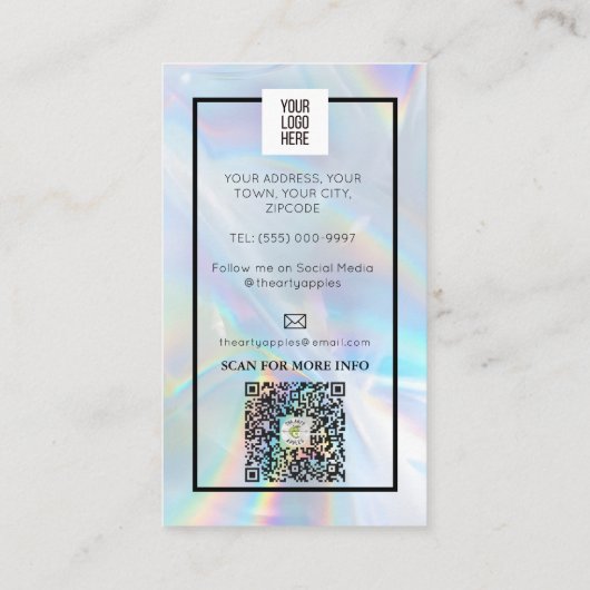 Holographic Lashes Eyelash Extensions Make-up Visitenkarte (Rückseite)