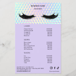 Holographic Lashes Salon Price List Menu Flyer