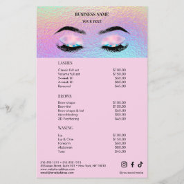 Holographic Lashes Salon Price List Menu Flyer