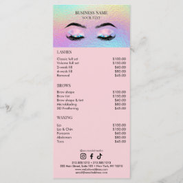 Holographic Lashes Salon Price List Menükarte