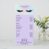 Holographic Lashes Salon Price List Menükarte (Stehend Vorderseite)