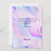 Holographic lila Foto Sweet 16 Dankeschön Karte (Rückseite)