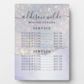 Holographic Lila Glitzer Luxury Glam Price List Fotoplatte (Vorderseite)