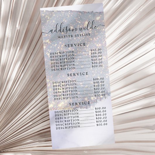 Holographic Lila Glitzer Luxury Glam Price List Werbekarte