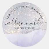 Holographic Lila Glitzer Luxury Glam Vielen Dank Runder Aufkleber (Vorderseite)