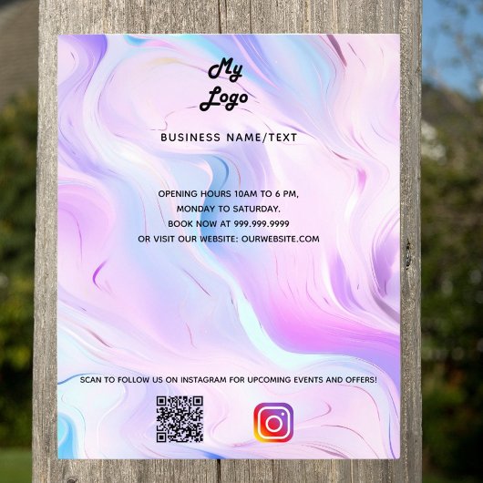 Holographic lila qr code instagramm business logo