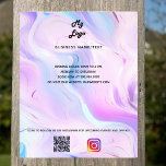 Holographic lila qr code instagramm business logo flyer<br><div class="desc">Personalisieren Sie Ihr Firmenlogo,  Ihren Namen,  Ihre Adresse,  Ihren Text,  Ihren eigenen QR-Code und fügen Sie ihn Ihrem Instragentenkonto hinzu. Rosa,  lila,  blau,  holografischer Untergrund.</div>