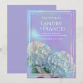 Holographic Linear Lavender Hydrangea Wedding Einladung (Vorne/Hinten)