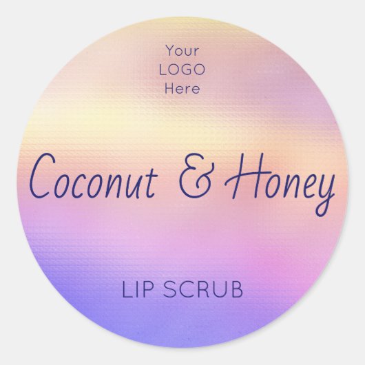 Holographic Lip Scrub Product Label Runder Aufkleber (Vorderseite)