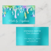Holographic Liquid Tropfen Turquoise Blue Visitenkarte (Vorne/Hinten)
