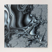 Holographic Look Fraktal Tree in Silvery Blue Puzzle (Horizontal)