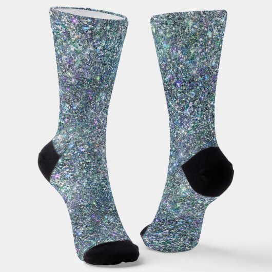 Holographic Luxury Navy Rainbow Glitzer Socks Socken (Gewinkelt)