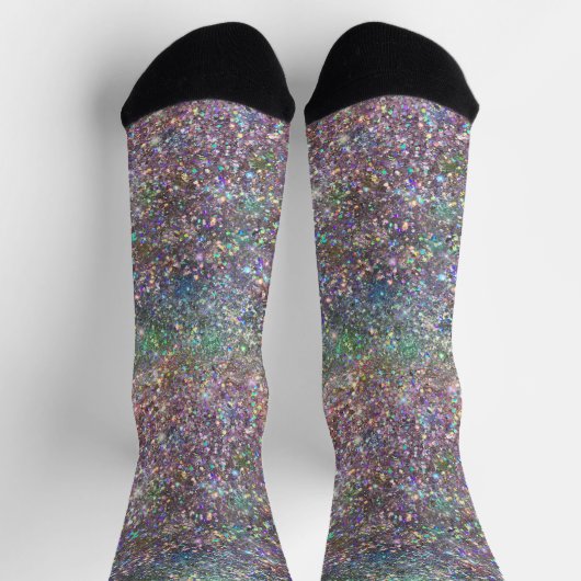 Holographic Luxury Rainbow Glitzer Socks Socken (Oben)