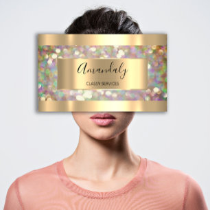 Holographic Makeup Artist Gold Lashes Visitenkarte