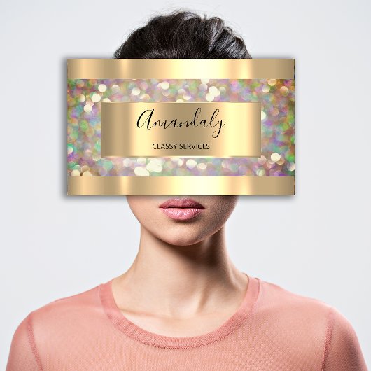 Holographic Makeup Artist Gold Lashes Visitenkarte