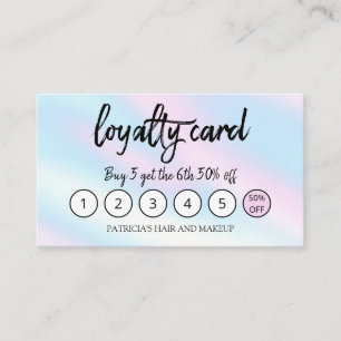 Holographic Makeup Artist Hair Salon Loyalty Card Visitenkarte