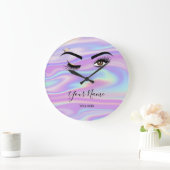 Holographic Makeup artist Wink Eye Lash Extensions Große Wanduhr (Zuhause)