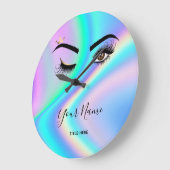 Holographic Makeup artist Wink Eye Lash Extensions Große Wanduhr (Winkel)