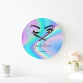 Holographic Makeup artist Wink Eye Lash Extensions Große Wanduhr (Zuhause)