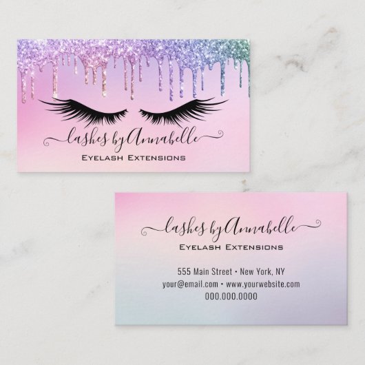 Holographic Makeup EyeLashes Sparkle Glitzer Tropf Visitenkarte (Vorne/Hinten)